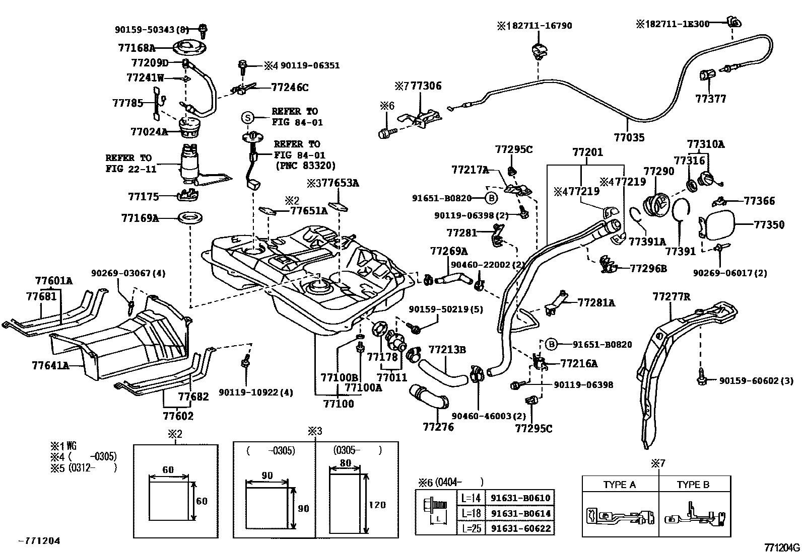 Toyota COROLLA 燃油箱和燃油管 EPC diagram — 771204H