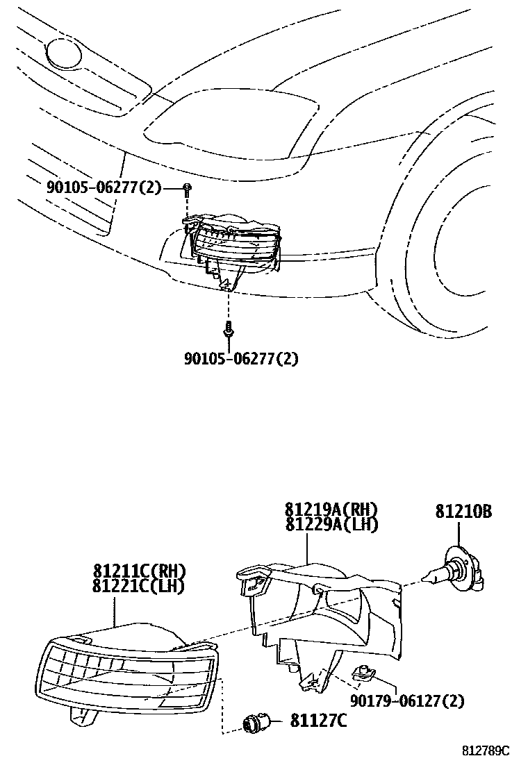 Toyota COROLLA Fog Lamp EPC diagram — 812789C