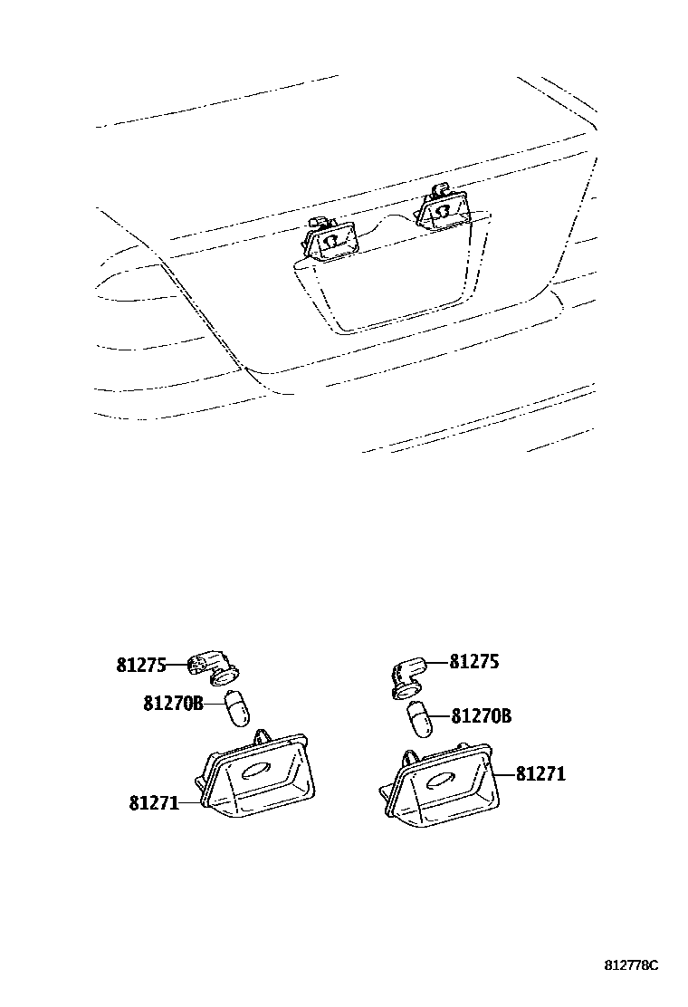 Toyota COROLLA 后牌照灯 EPC diagram — 812778C