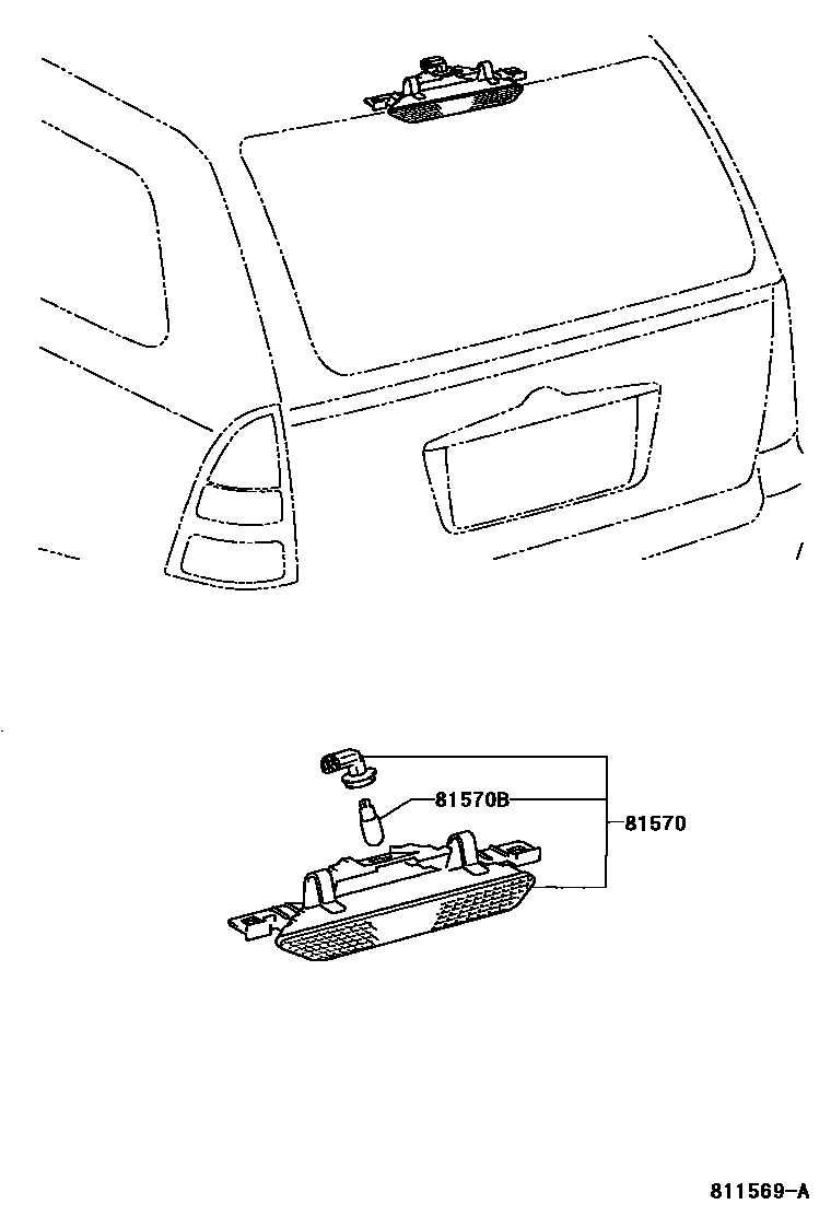 Toyota COROLLA 高位刹车灯 EPC diagram — 811569A