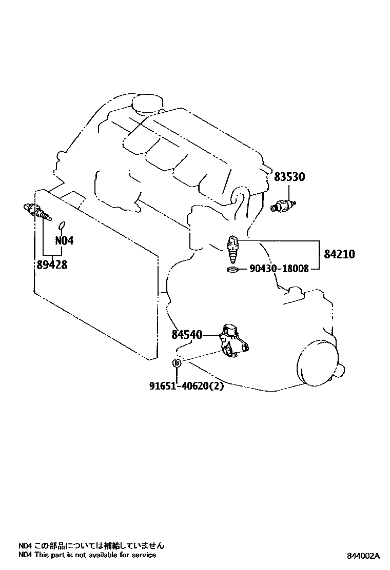 Toyota COROLLA 开关和继电器和ECU EPC diagram — 844002A
