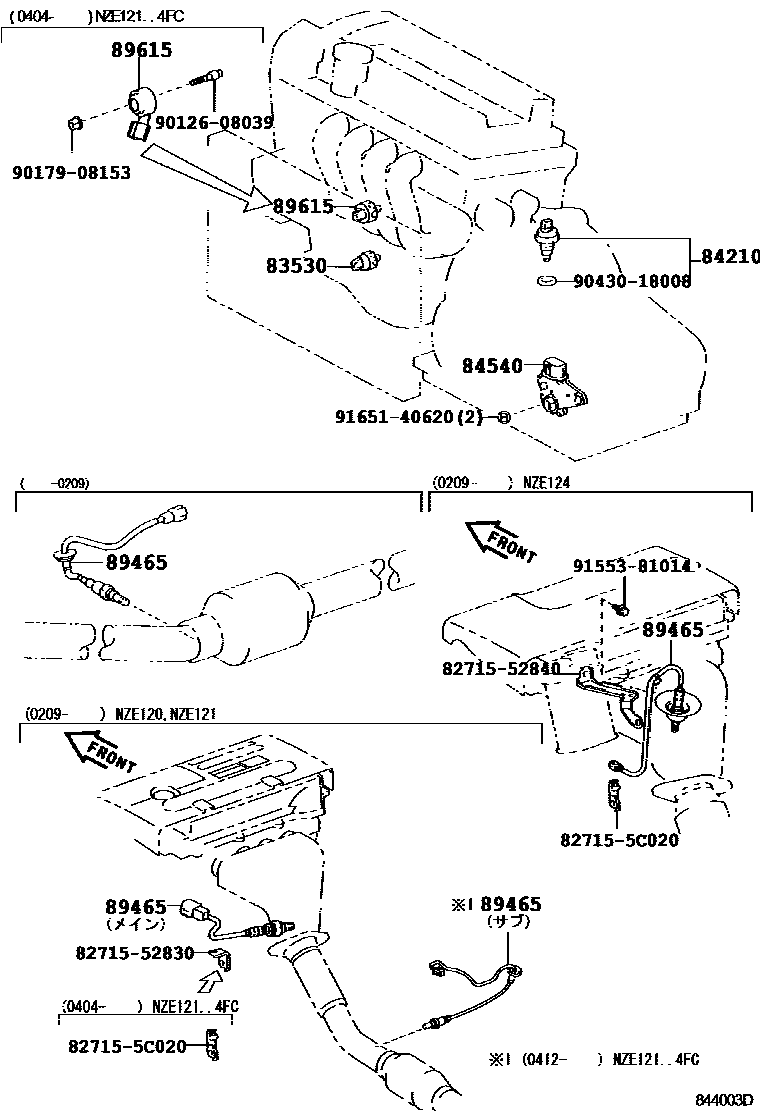 Toyota COROLLA 开关和继电器和ECU EPC diagram — 844003D