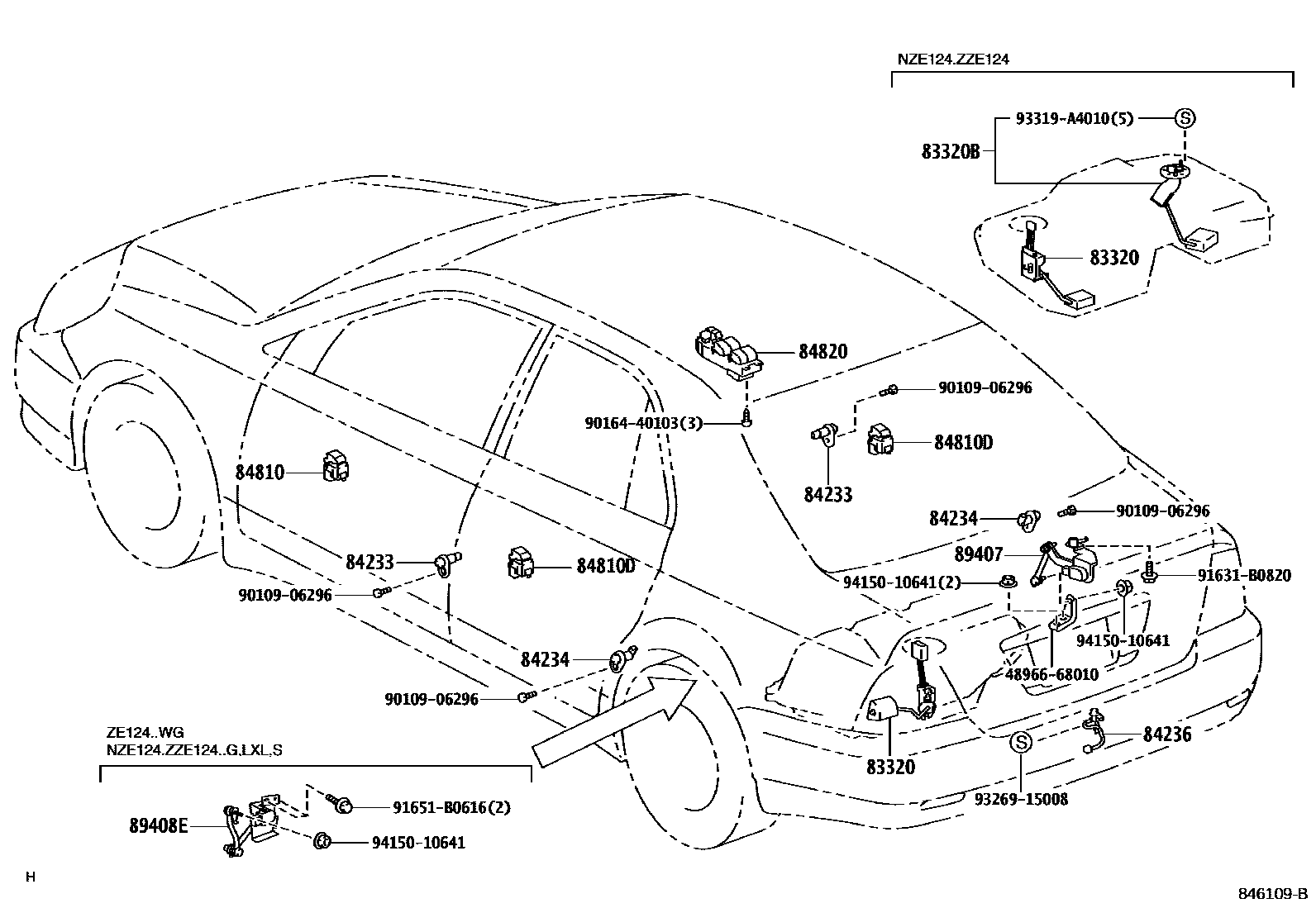 Toyota COROLLA 开关和继电器和ECU EPC diagram — 846109B