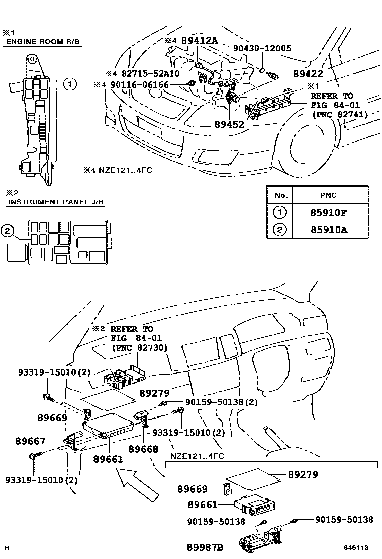 Toyota COROLLA 电子燃油喷射系统 EPC diagram — 846113