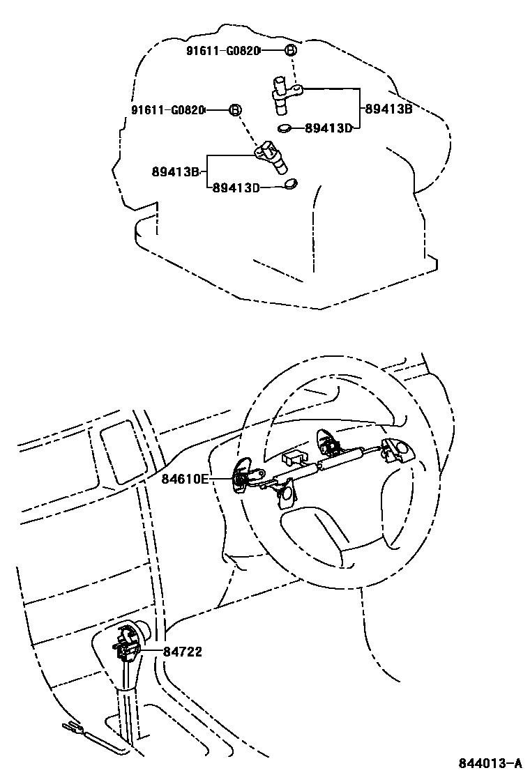 Toyota COROLLA 超速档和电子控制变速器 EPC diagram — 844013A