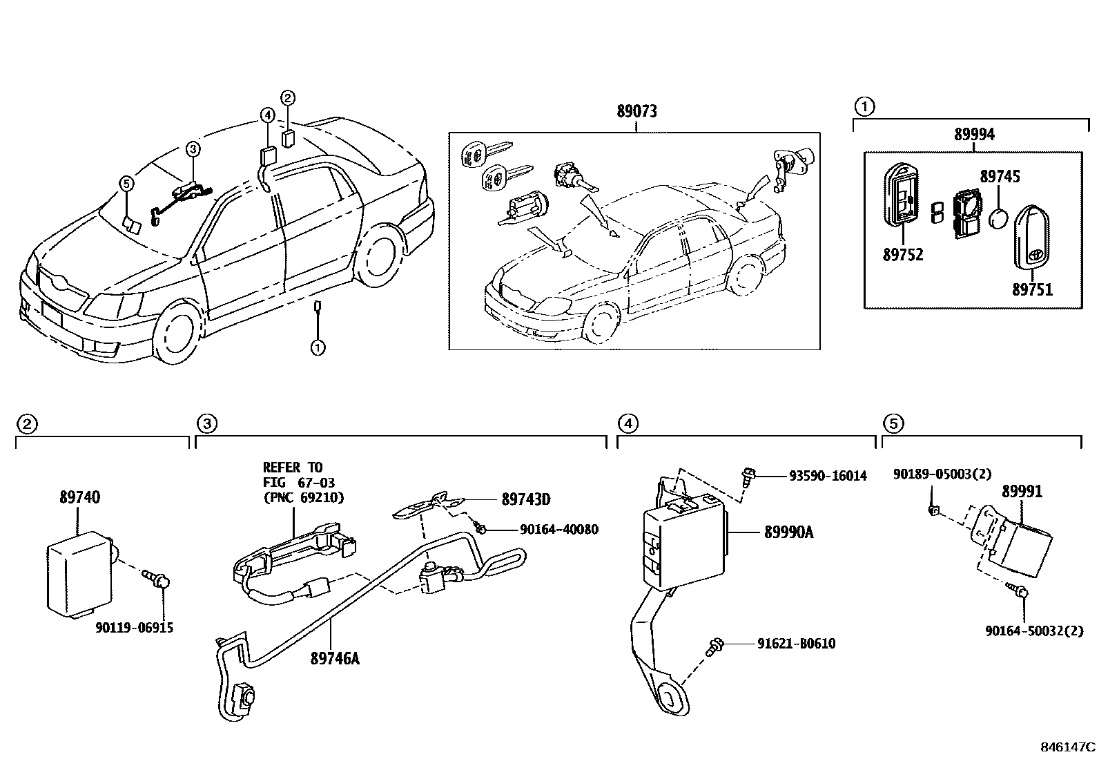 Toyota COROLLA 遥控门锁 EPC diagram — 846147C