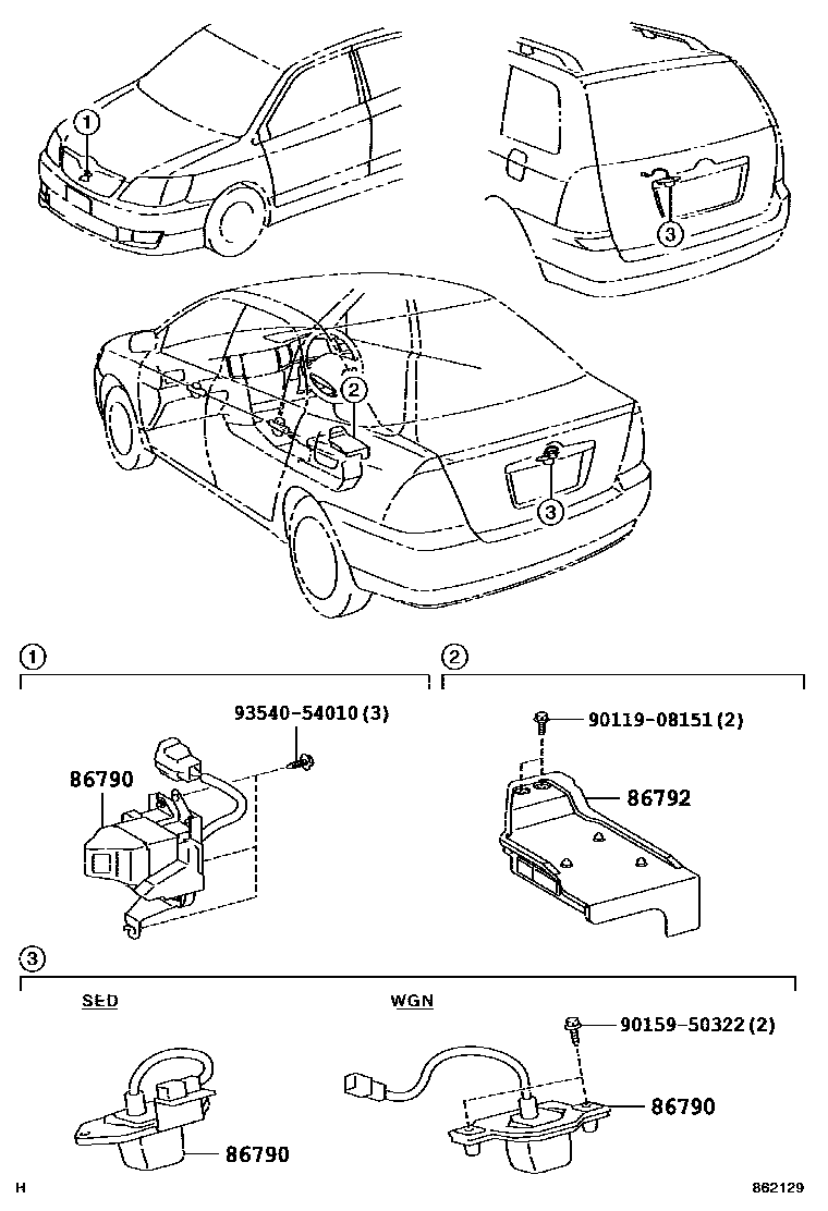 Toyota COROLLA 倒车影像和摄像头 EPC diagram — 862129