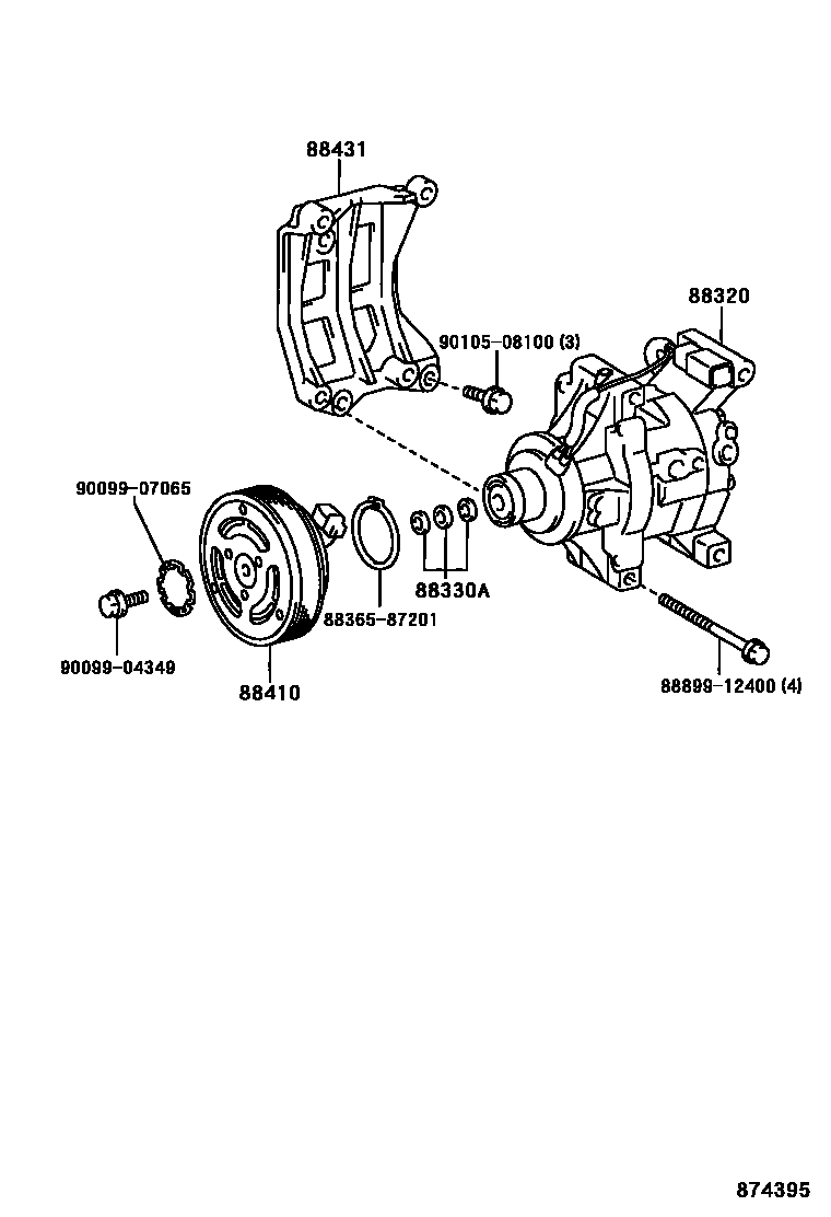 Toyota COROLLA Heating & Air Conditioning - Compressor EPC diagram — 874395
