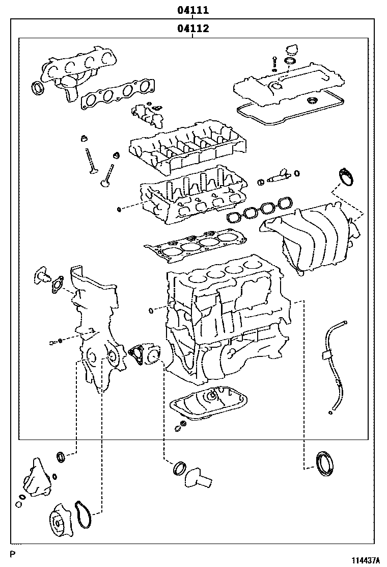 Toyota COROLLA Engine Overhaul Gasket Kit EPC diagram — 114437A