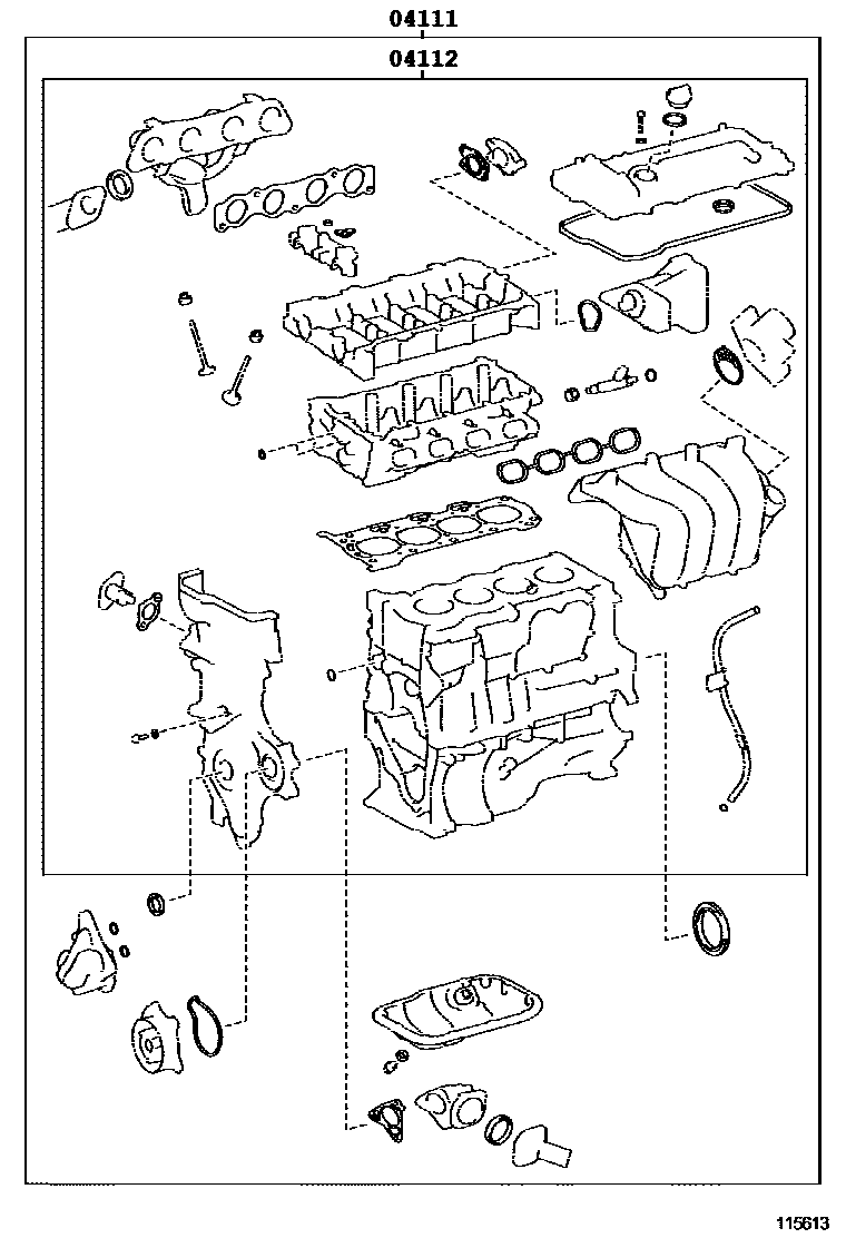 Toyota COROLLA Engine Overhaul Gasket Kit EPC diagram — 115613