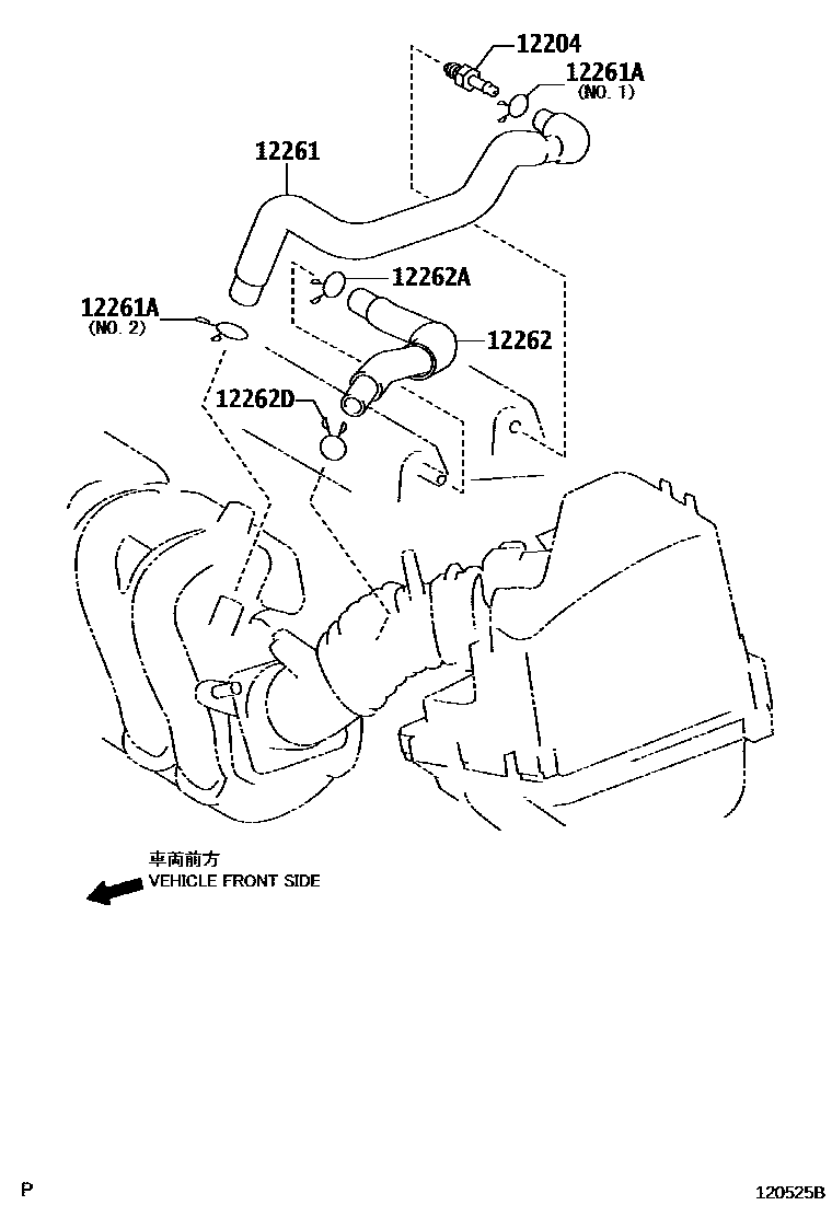 Toyota COROLLA Ventilation Hose EPC diagram — 120525B