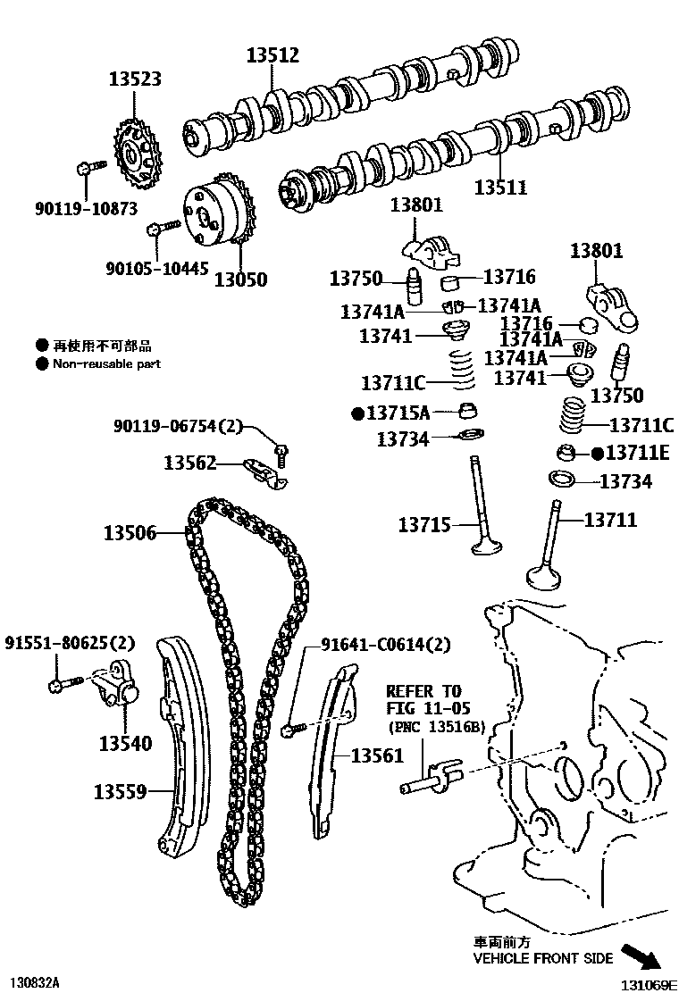 Toyota COROLLA Camshaft & Valve EPC diagram — 131069E