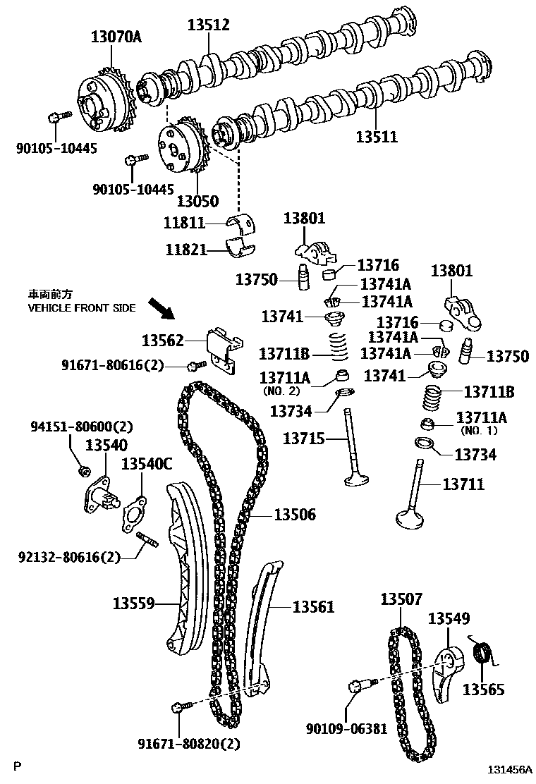 Toyota COROLLA Camshaft & Valve EPC diagram — 131456B