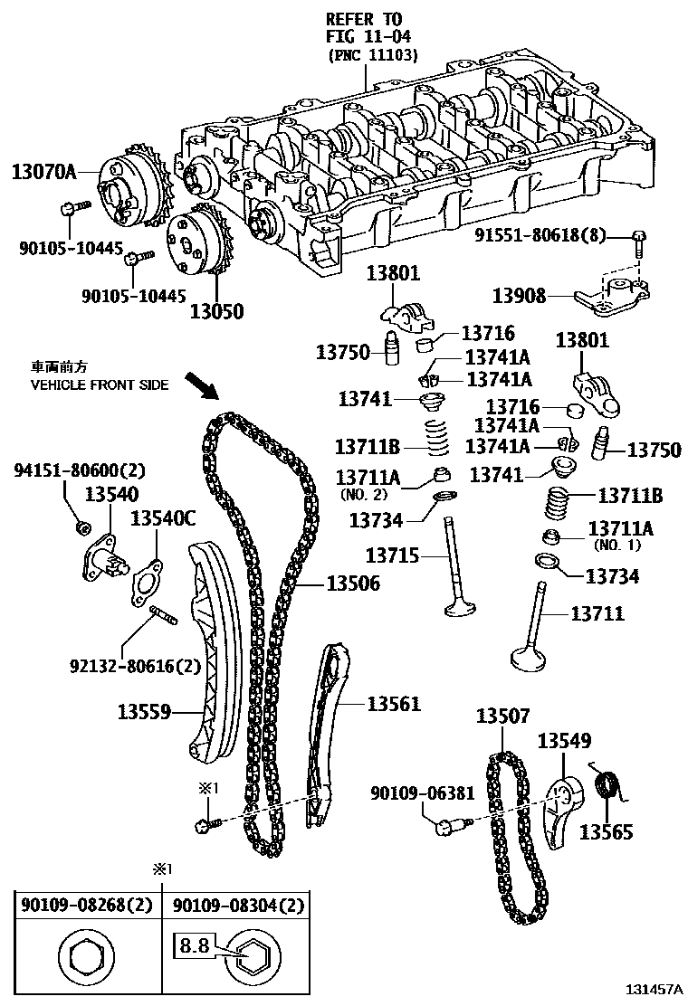 Toyota COROLLA Camshaft & Valve EPC diagram — 131457D