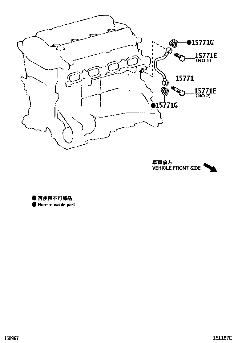 Toyota COROLLA Engine Oil Cooler EPC diagram — 151187E