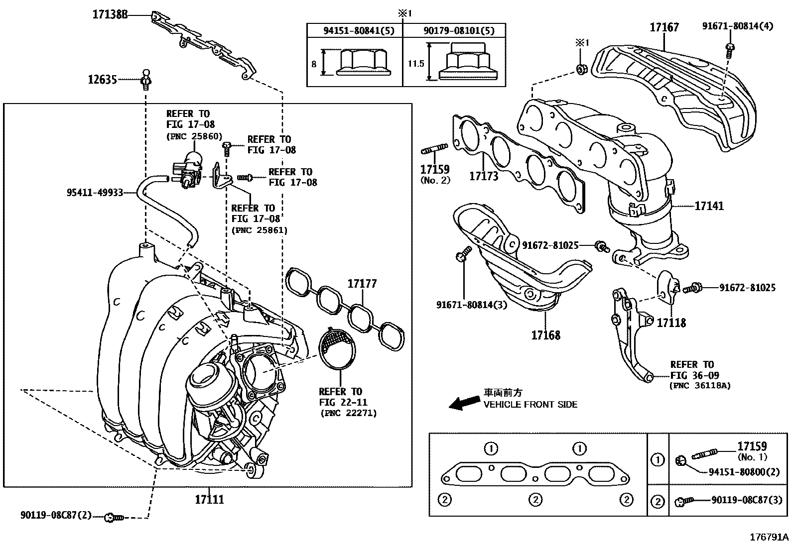 Toyota COROLLA Manifold EPC diagram — 176791A
