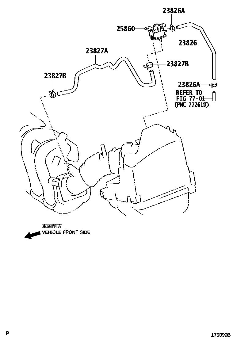Toyota COROLLA vacuum tube EPC diagram — 175090C