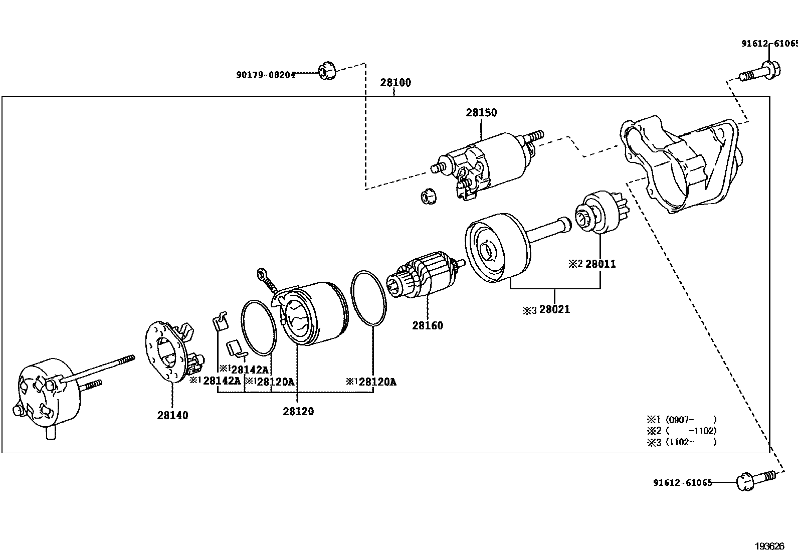 Toyota COROLLA 起动机 EPC diagram — 193626