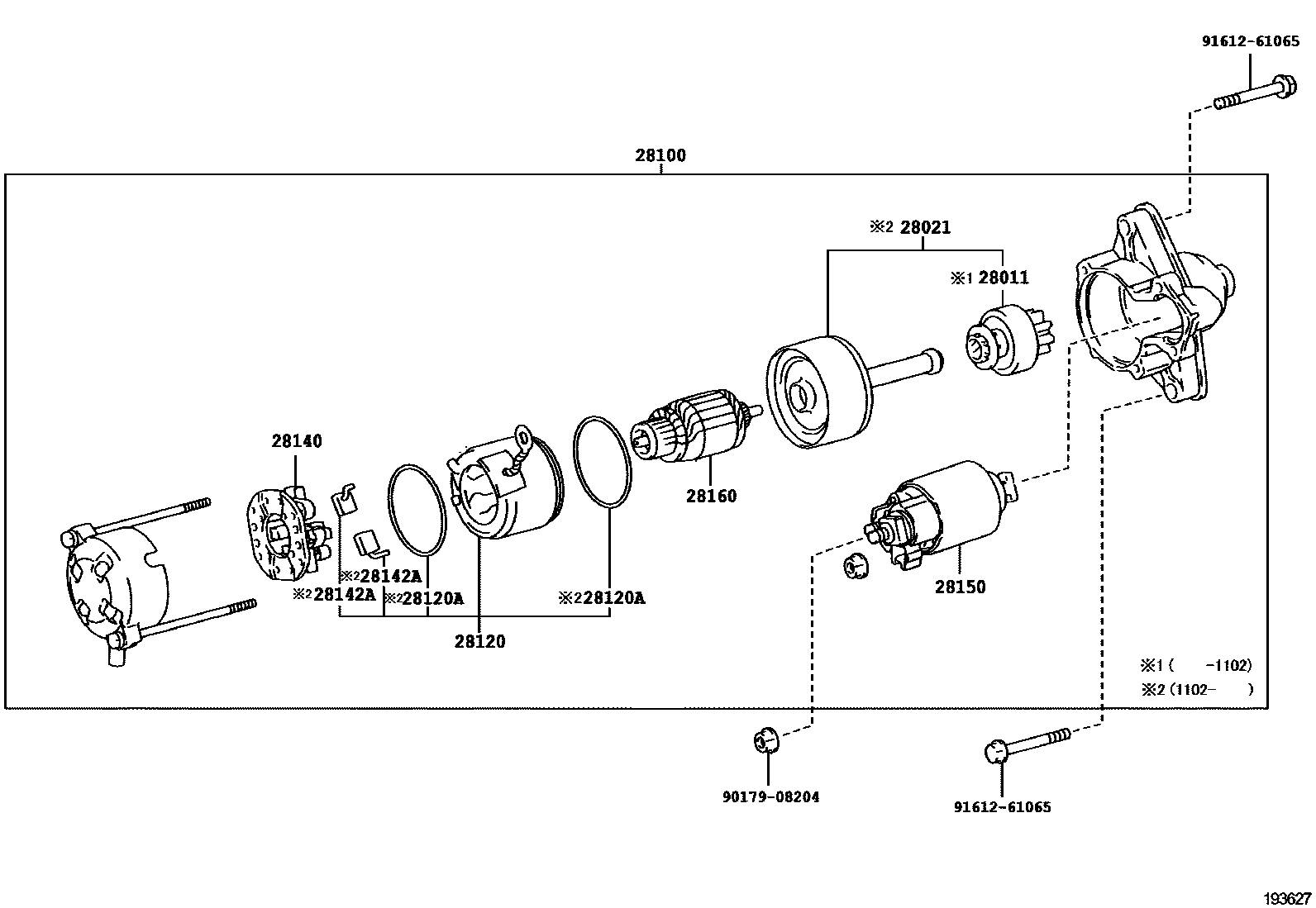 Toyota COROLLA 起动机 EPC diagram — 193627
