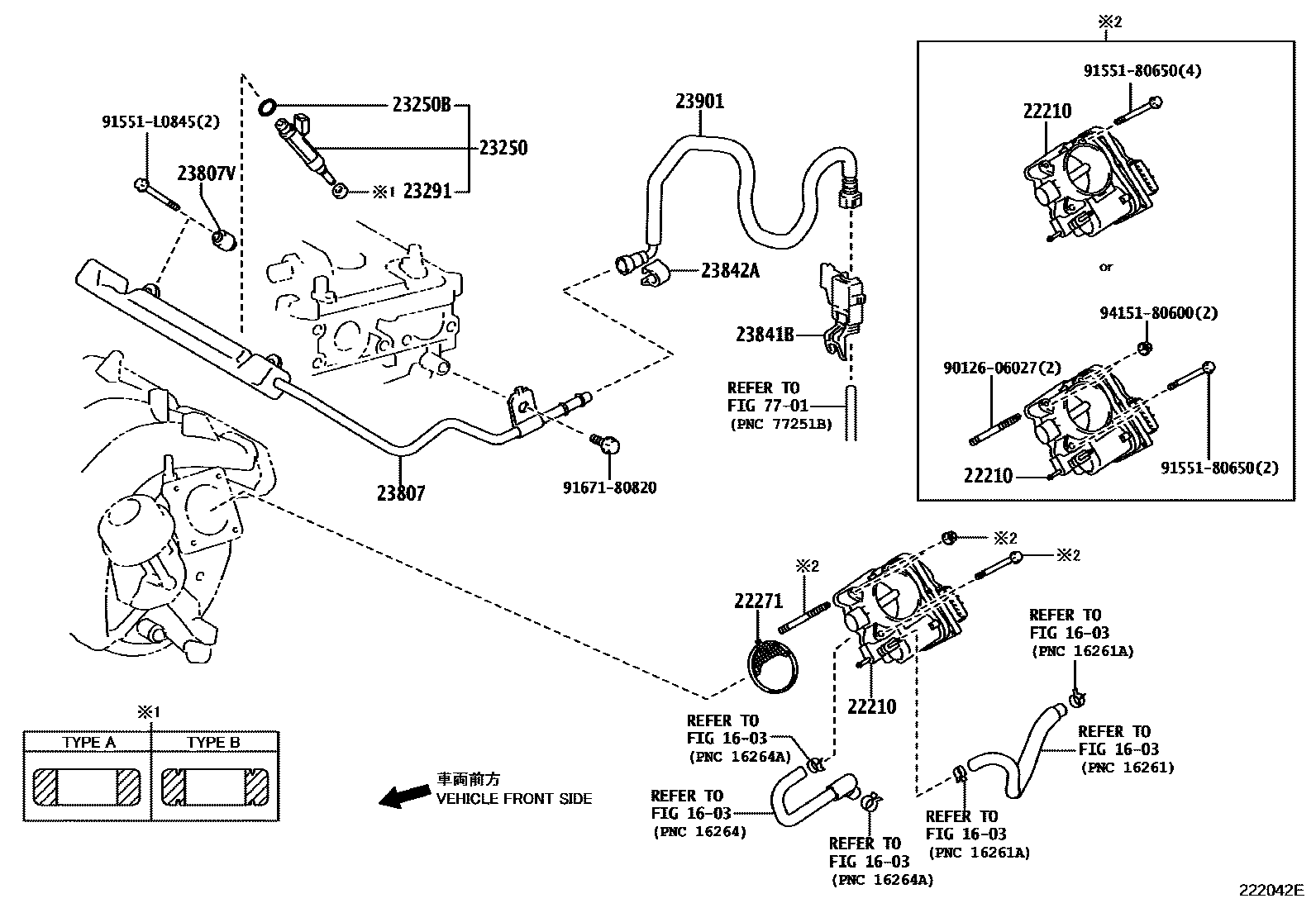 Toyota COROLLA 燃油喷射系统 EPC diagram — 222042E