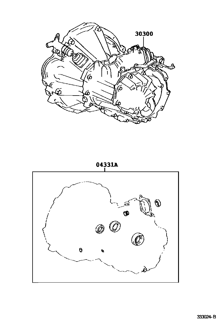 Toyota COROLLA 传动桥或变速器总成和衬垫组件(MTM) EPC diagram — 333024B