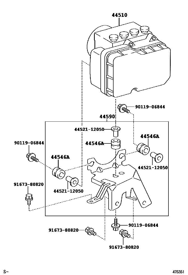 Toyota COROLLA 制动配管和卡箍 EPC diagram — 475351