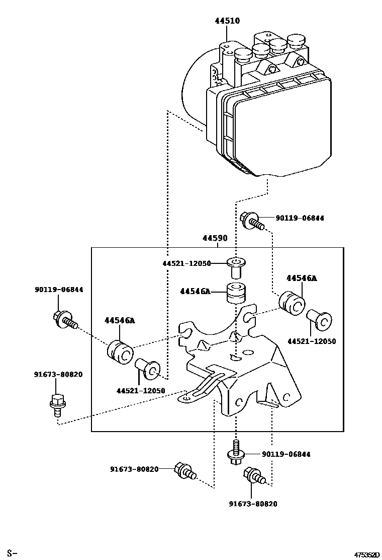 Toyota COROLLA 制动配管和卡箍 EPC diagram — 475352D