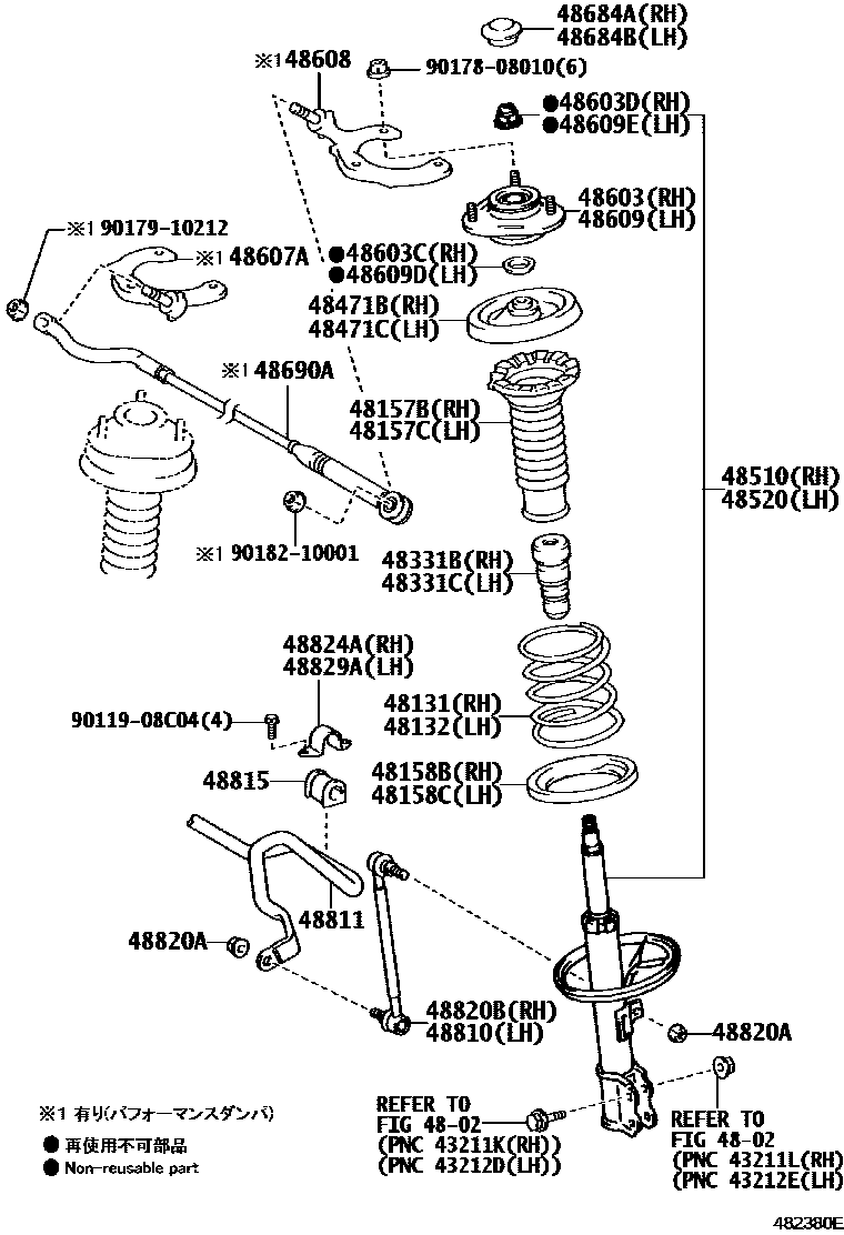 Toyota COROLLA Front Spring & Shock Absorber EPC diagram — 482380E