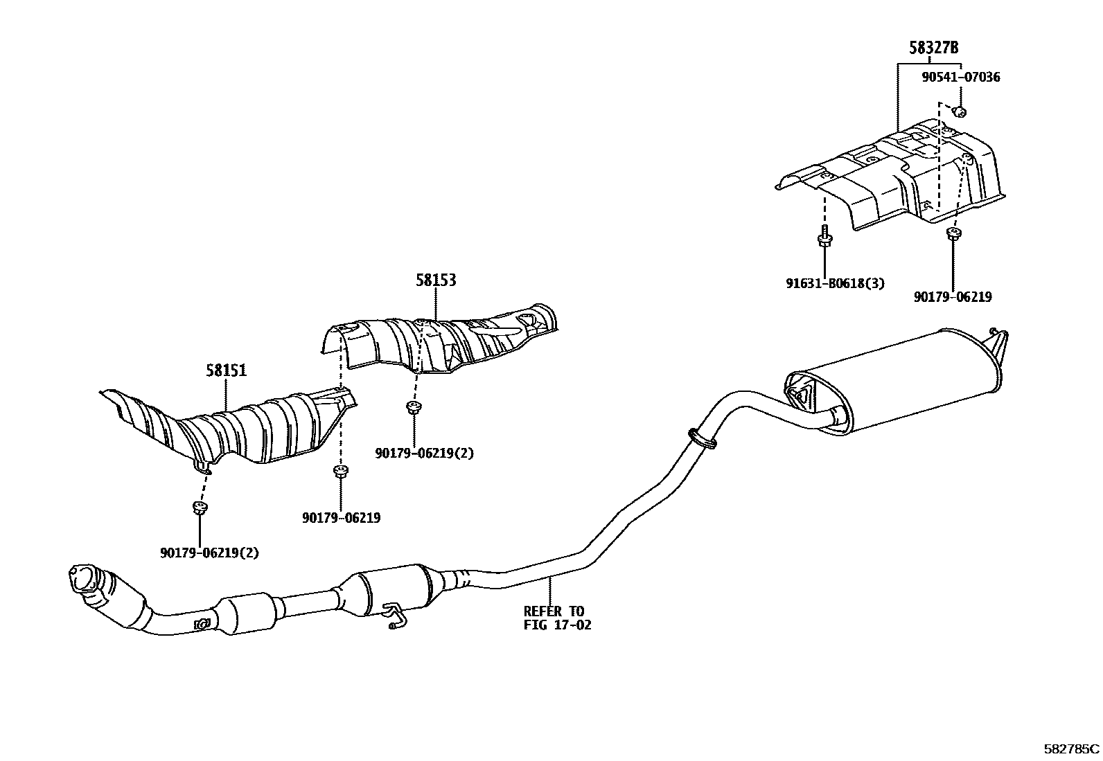 Toyota COROLLA 地板隔热垫 EPC diagram — 582785C