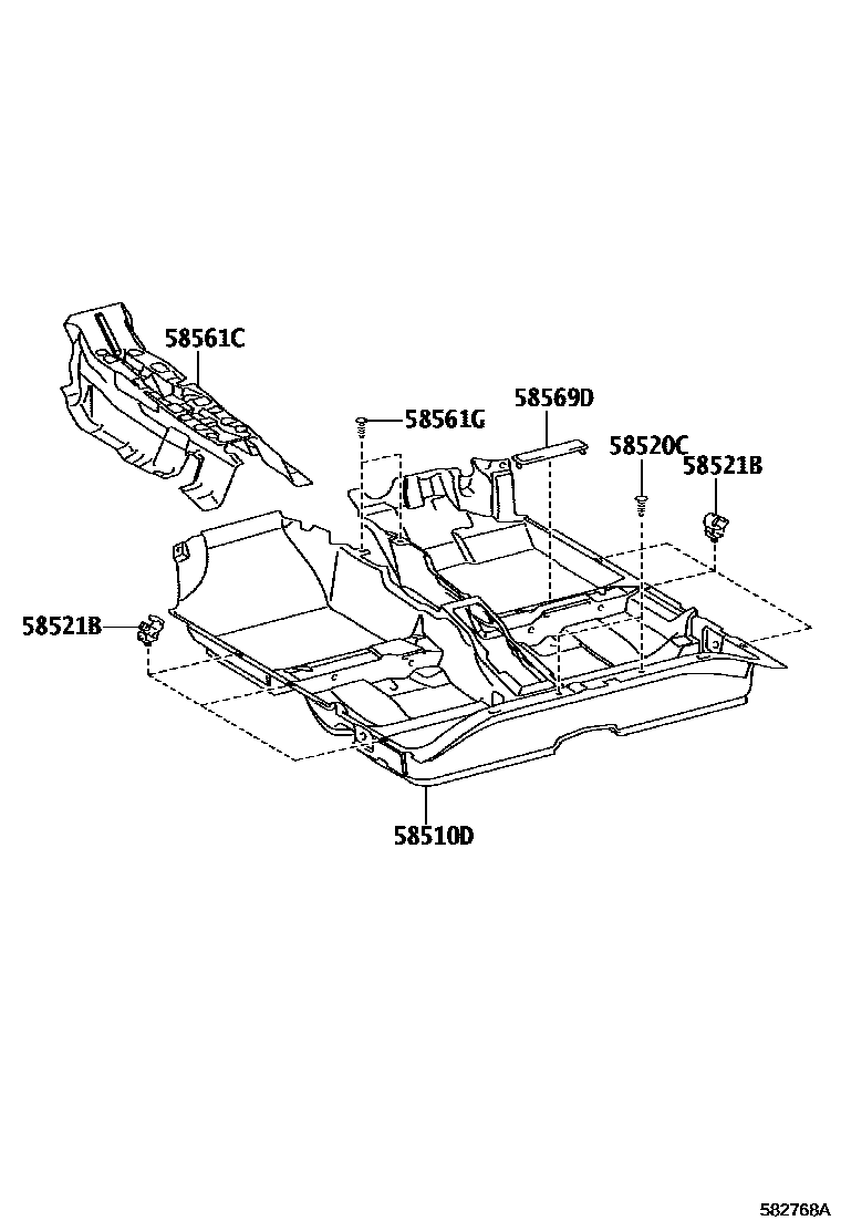 Toyota COROLLA 地板垫和地毯 EPC diagram — 582768A