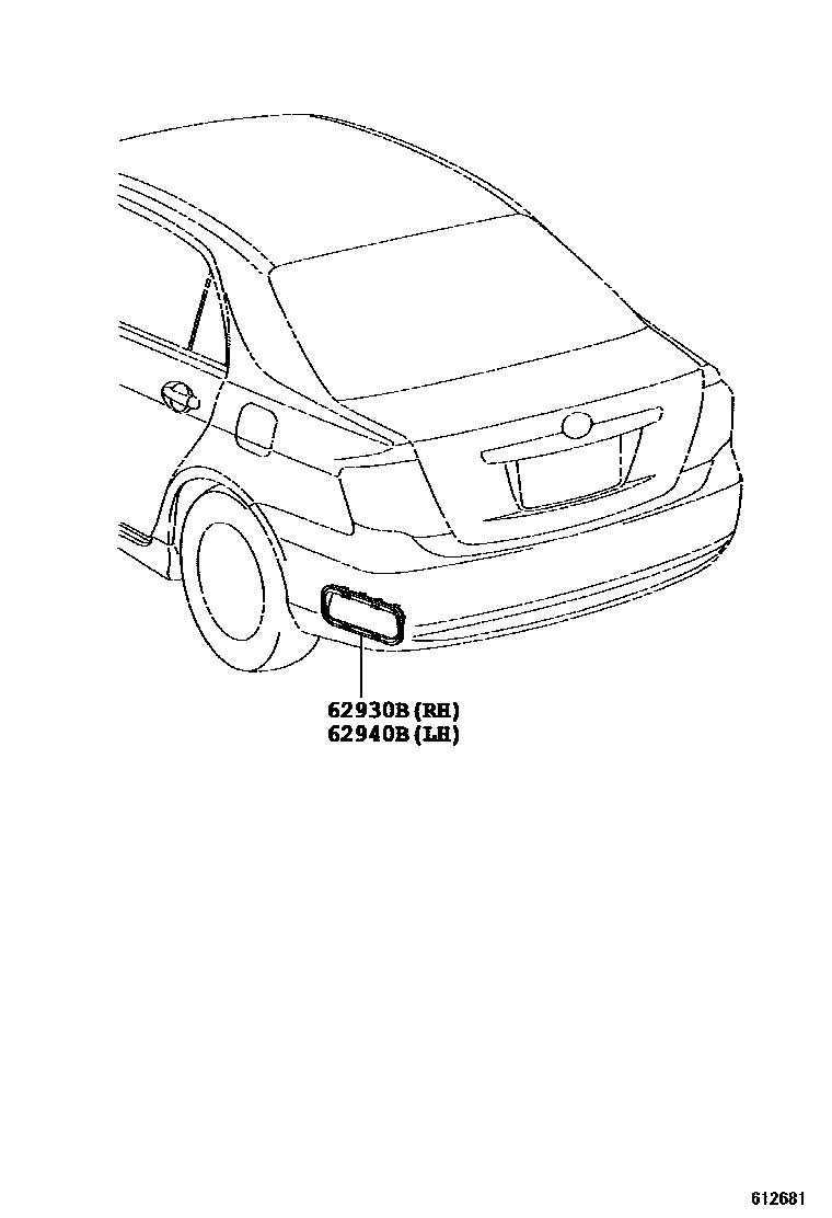 Toyota COROLLA 车侧通风装置 EPC diagram — 612681