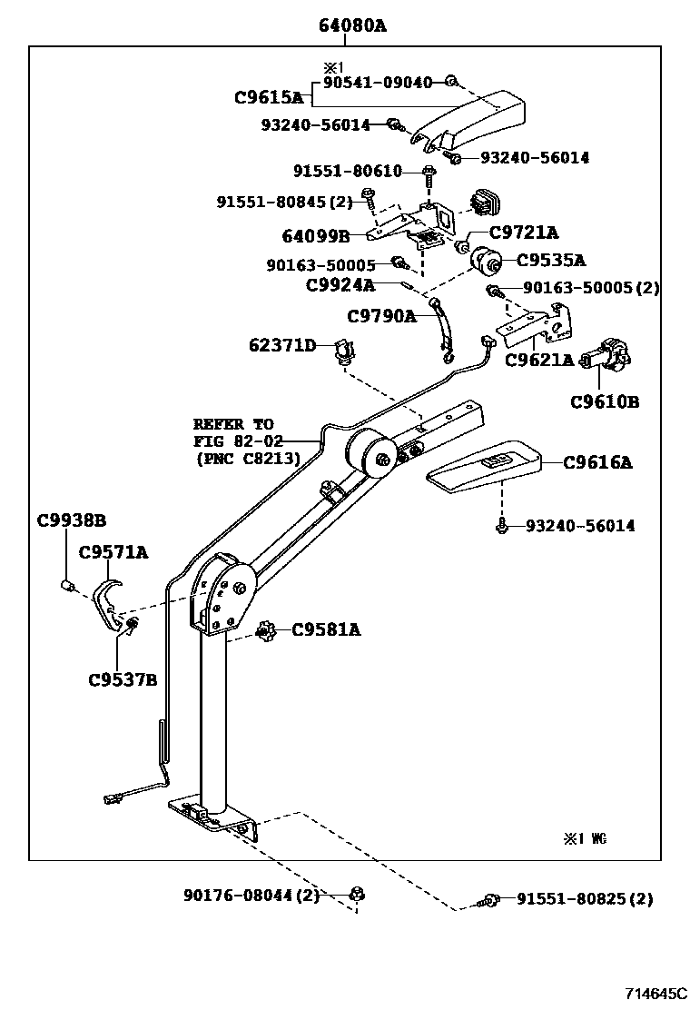 Toyota COROLLA 倾斜装置和电动举升机 EPC diagram — 714645C