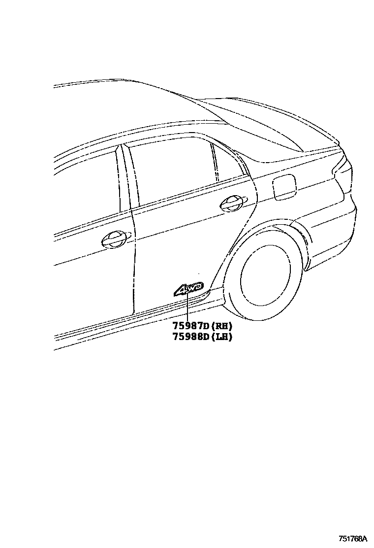 Toyota COROLLA 车身镶条 EPC diagram — 751768A