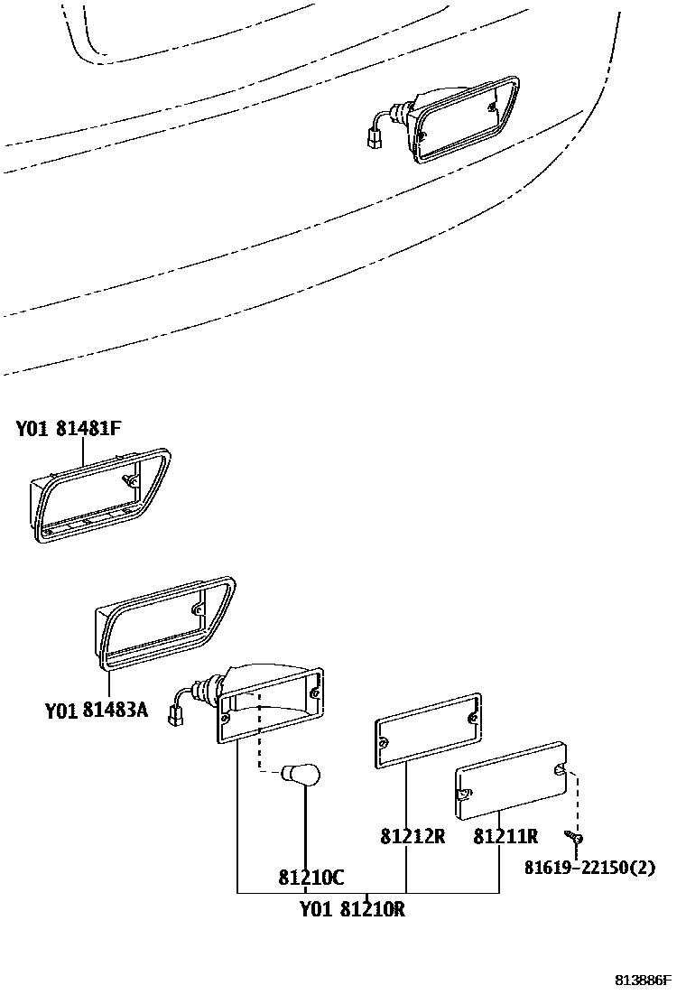 Toyota COROLLA 后雾灯 EPC diagram — 813886F