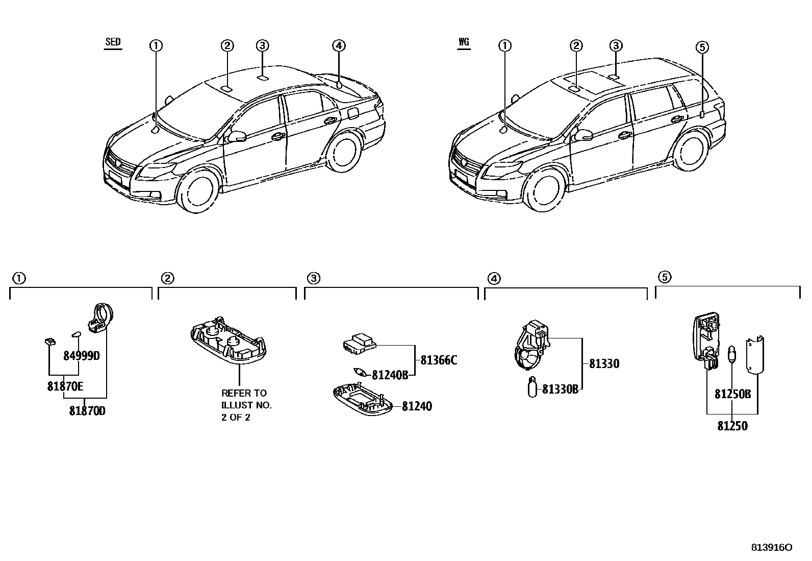 Toyota COROLLA 车内灯 EPC diagram — 813916O