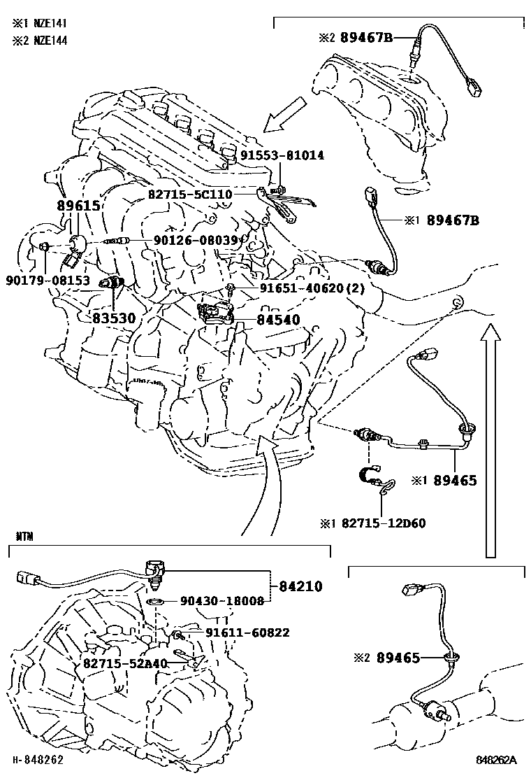 Toyota COROLLA 开关和继电器和ECU EPC diagram — 848262A