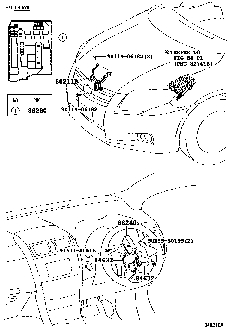 Toyota COROLLA 巡航控制(自动行驶) EPC diagram — 848210A