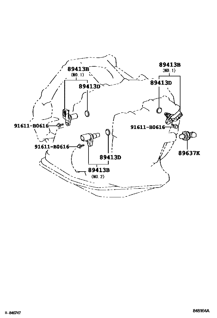 Toyota COROLLA 超速档和电子控制变速器 EPC diagram — 848164A