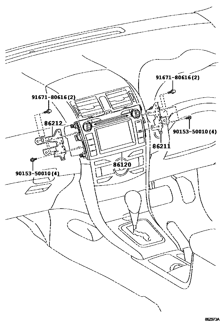 Toyota COROLLA 收音机、放大器和冷凝器 EPC diagram — 862973A