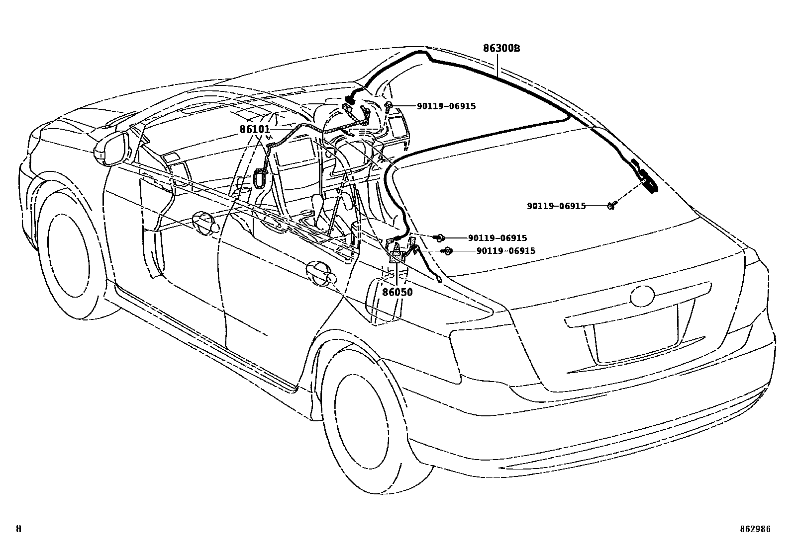 Toyota COROLLA antenna EPC diagram — 862986