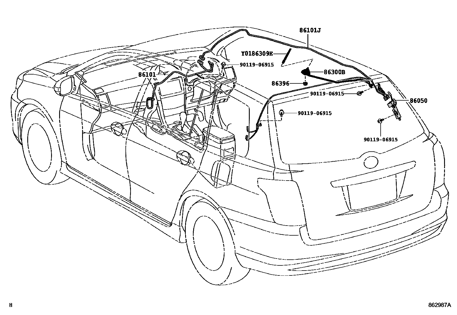 Toyota COROLLA antenna EPC diagram — 862987A