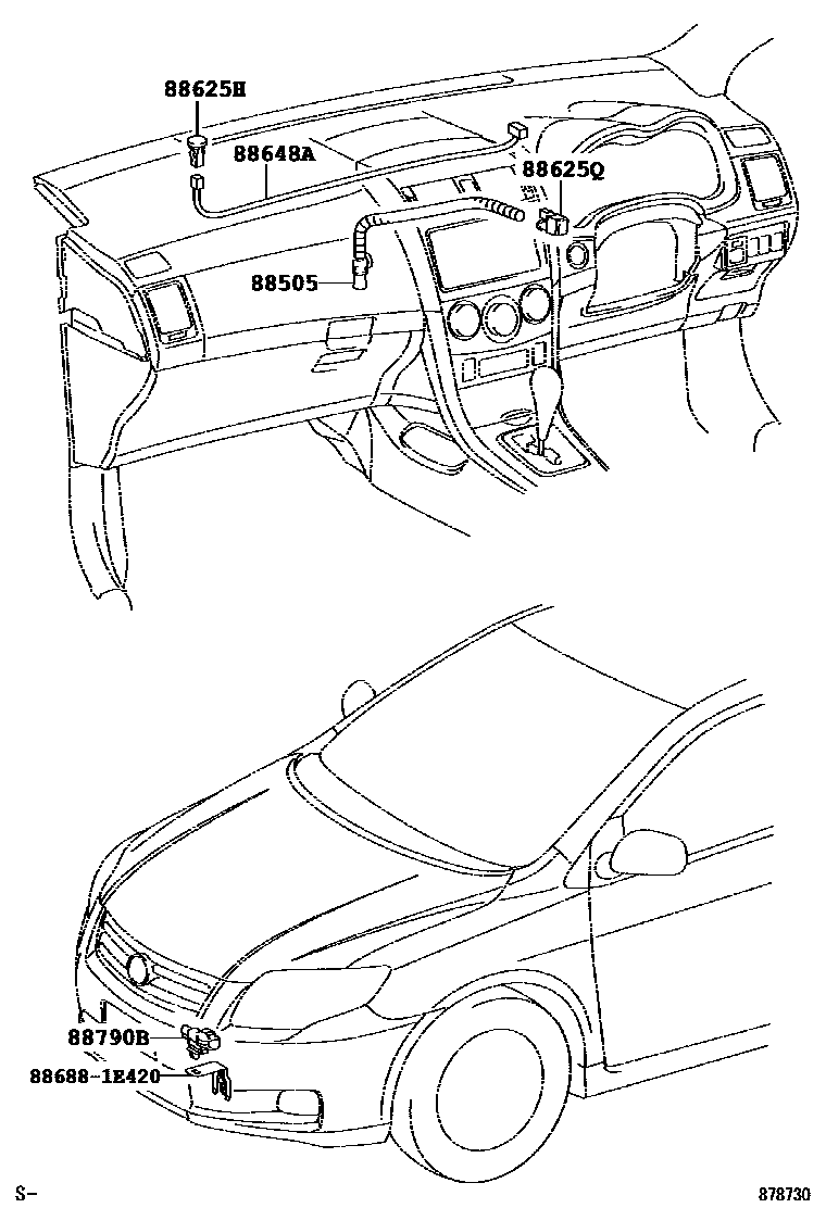 Toyota COROLLA 暖风和空调系统 - 控制器和风管 EPC diagram — 878730