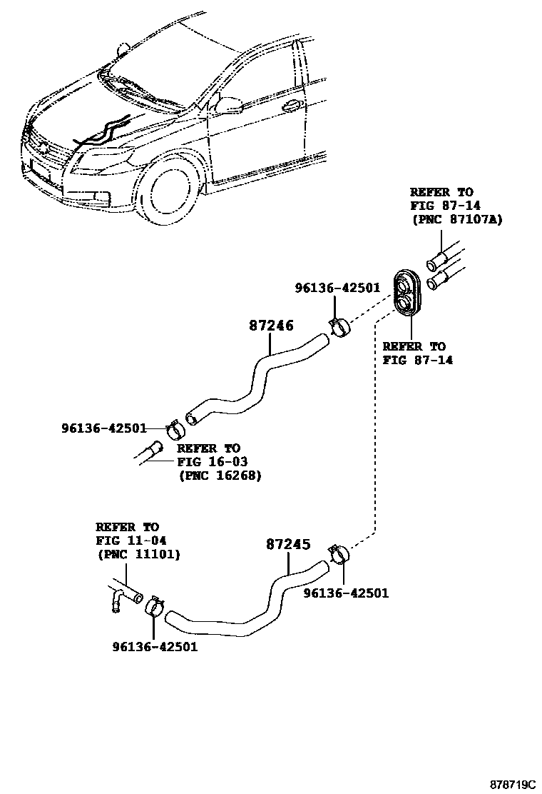 Toyota COROLLA 暖风和空调系统 - 水管 EPC diagram — 878719C