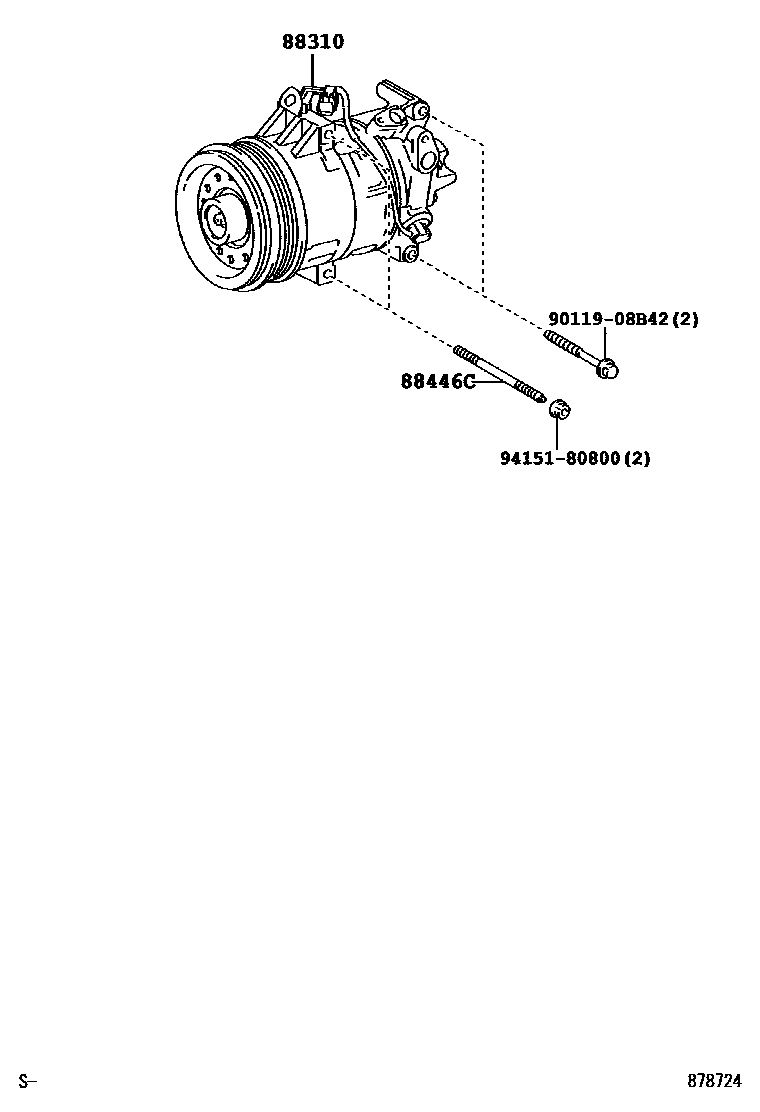 Toyota COROLLA Heating & Air Conditioning - Compressor EPC diagram — 878724