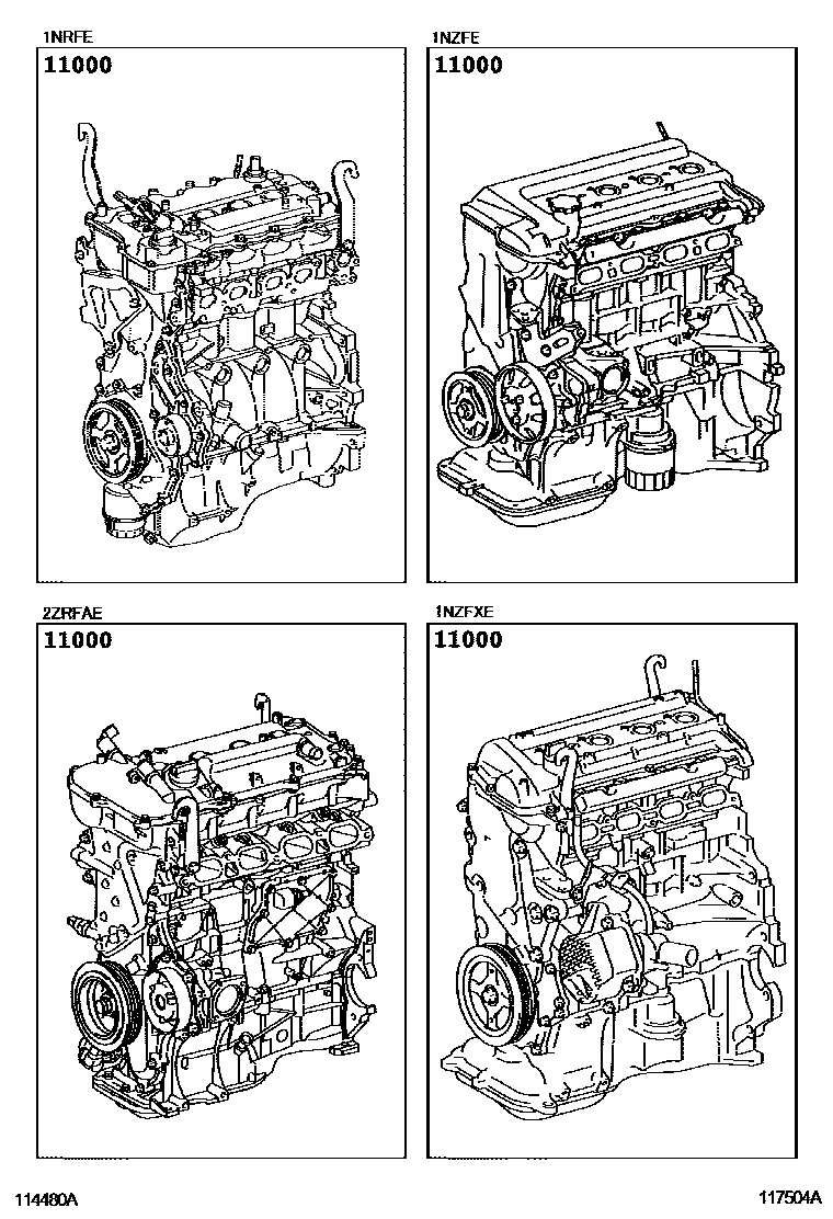 Toyota COROLLA Partial Engine Assembly EPC diagram — 117504A