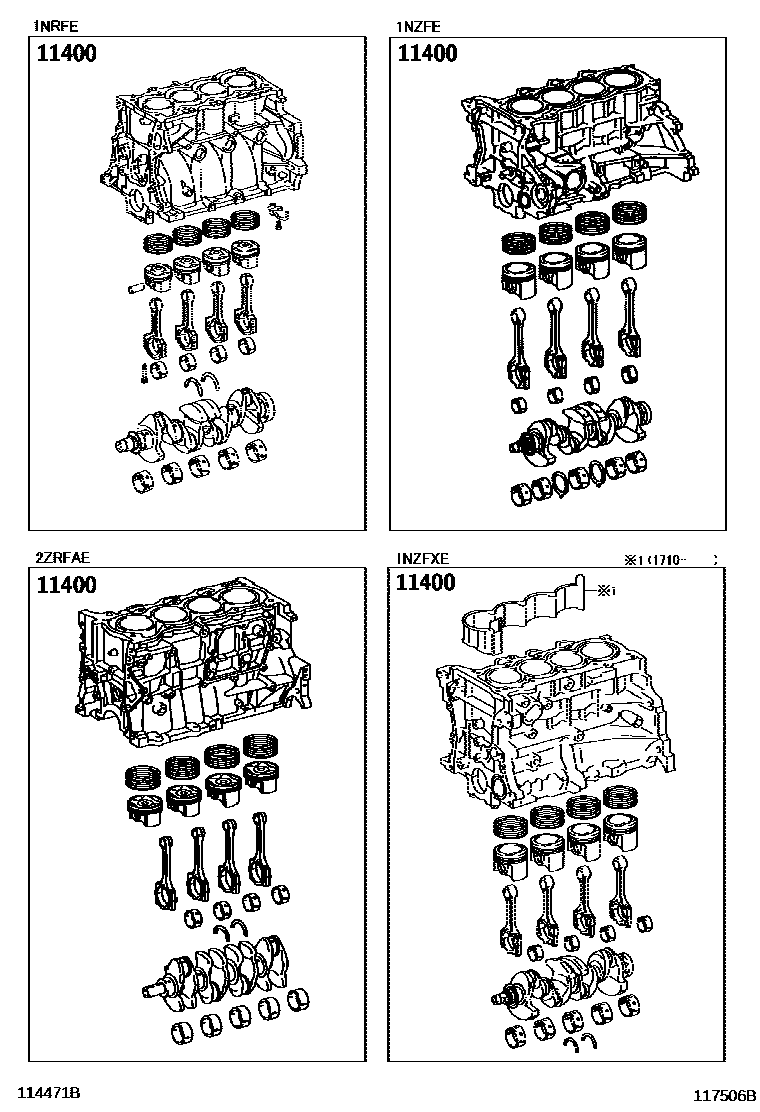 Toyota COROLLA Short Block Assembly EPC diagram — 117506B
