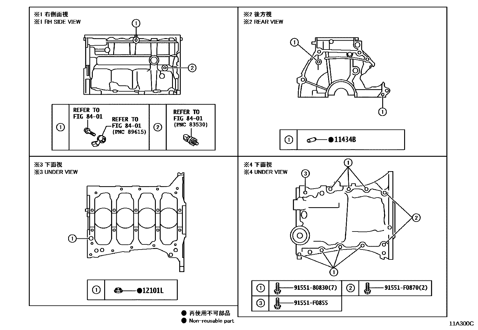 Toyota COROLLA Cylinder Block EPC diagram — 11A300C