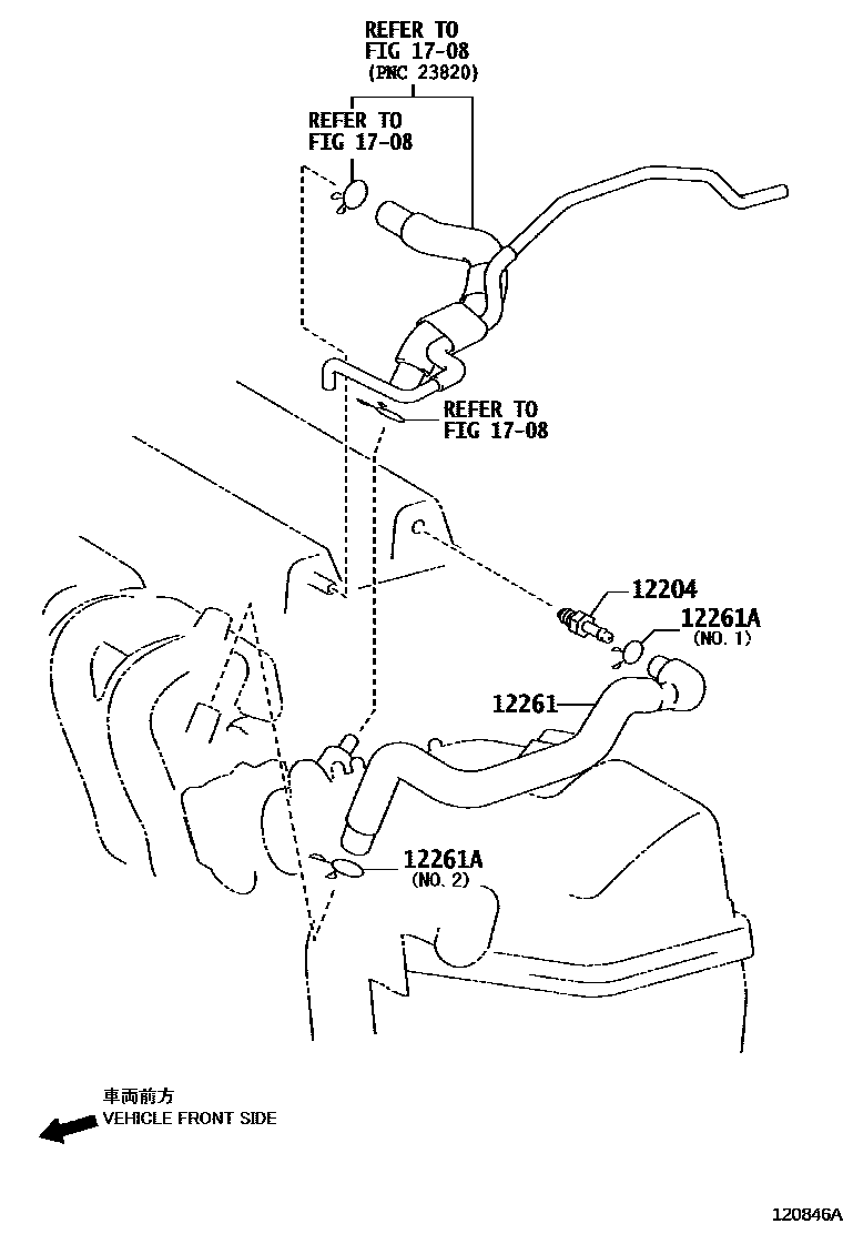 Toyota COROLLA Ventilation Hose EPC diagram — 120846A