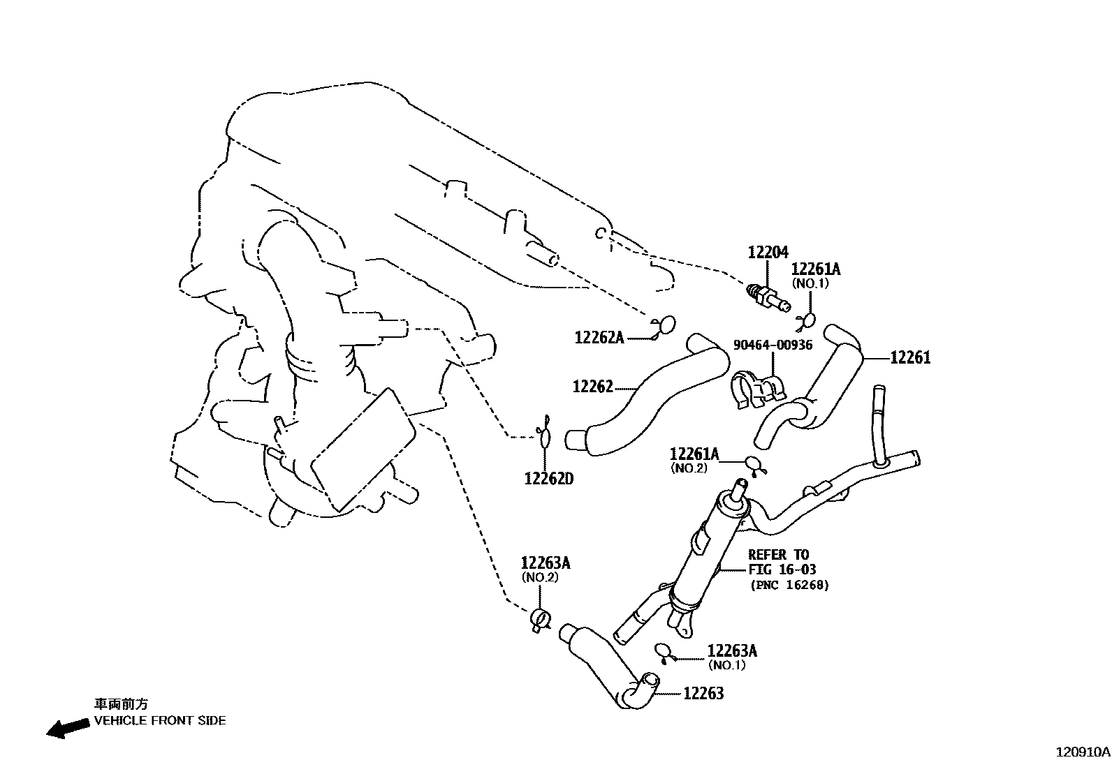 Toyota COROLLA Ventilation Hose EPC diagram — 120910A