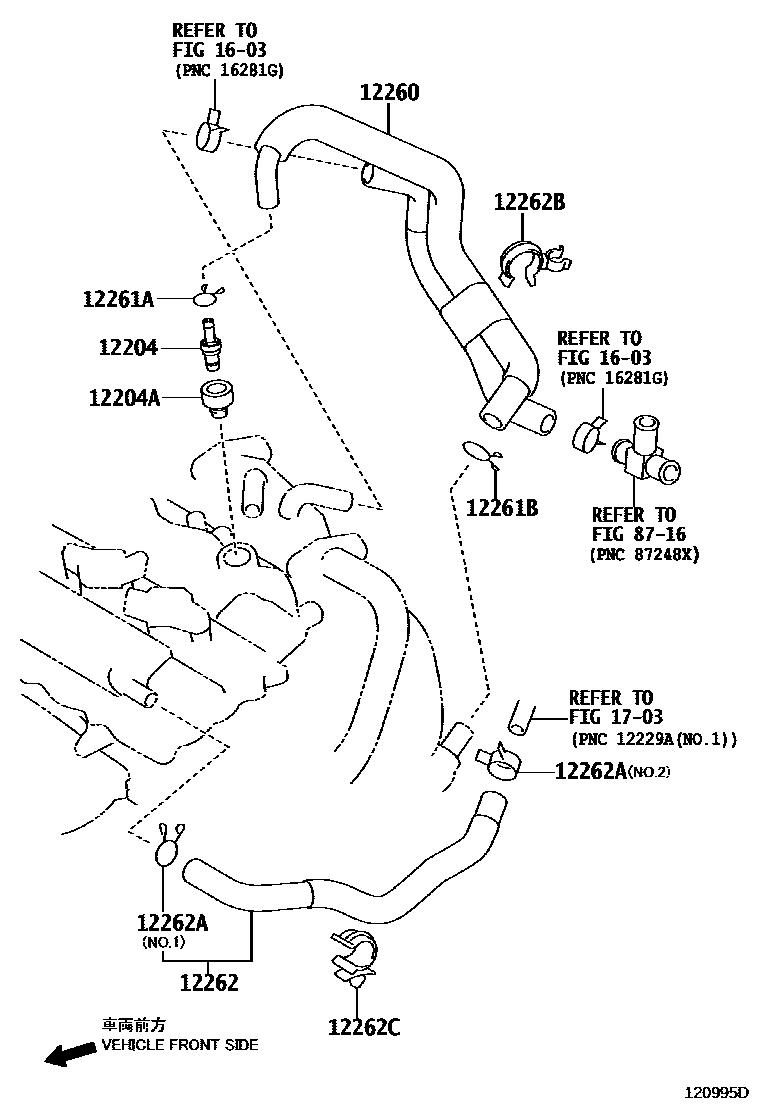 Toyota COROLLA Ventilation Hose EPC diagram — 120995D